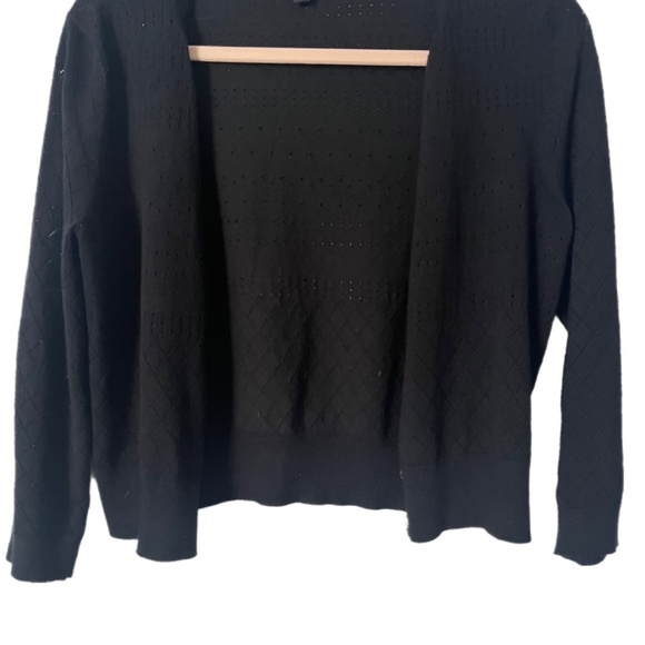 Black Argyle Diamond imprint cardigan minimalist preppy button front - Picture 3 of 4